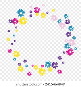 Violet Plant Background Transparent Vector. Garden Graceful Design. Blue Chamomile Blossom. Exotic Textile. Sophistication Purple Leaf.