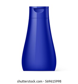 Violet Plastic Bottle Shampoo Packaging Isolated at White Background