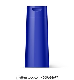 Violet Plastic Bottle of Shampoo Packaging Isolated over White Background