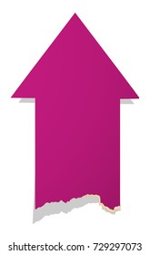 The violet pointer with tattered edge effect /The blank up arrow/ the catchy bolt illustration