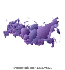 Violet polygonal map of Russia. Geometric vector illustration for travel, geography, or infographics.
