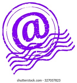 Violet postmark e mail with symbol for mail - vector