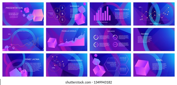 Violet presentation template. Elements for slide presentations on a color background. Flyer, corporate report, marketing, advertising, annual report, banne