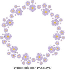 marco de círculo de flores de primula violeta