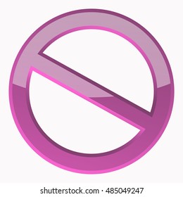 Violet Prohibition sign 3D Icon at the white background. Do Not Symbol for your Business Presentation. Vector Isolated illustration