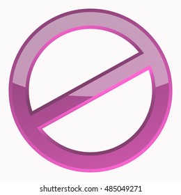 Violet Prohibition sign 3D Icon at the white background. Do Not Symbol for your Business Presentation. Vector Isolated illustration
