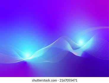 Violet Purple and Blue Neon Glow Dynamic Wave Futuristic Technology Modern Abstract Background, High Technology, Internet Network, Communication, Creativity Innovation Concept 