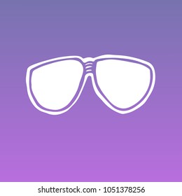 Violet, Purple Colors Flat, Line, Icon Logo, Sign, Symbol. Sunglass Frame Fashion Style Object Lens. Graphic Design Concept, Elements, Vector Illustration EPS10
