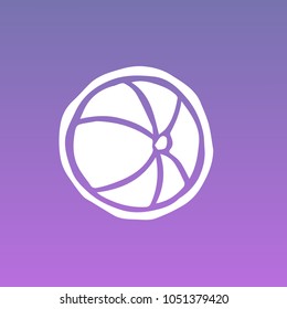 Violet, Purple Colors Flat, Line, Icon Logo, Sign, Symbol. Beach Ball Summer Sport Sea. Graphic Design Concept, Elements, Vector Illustration EPS10