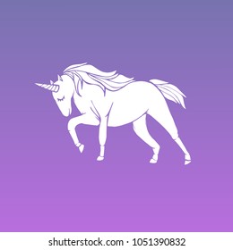 Violet, Purple Colors Flat, Line, Icon Logo, Sign, Symbol. Unicorn Horse Horn Animal Fantasy Dream #3. Graphic Design Concept, Elements, Vector Illustration EPS10