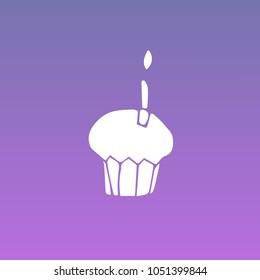 Violet, Purple Colors Flat, Line, Icon Logo, Sign, Symbol. Cupcake Muffin Candle Food Dessert. Graphic Design Concept, Elements, Vector Illustration EPS10