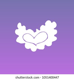Violet, Purple Colors Flat, Line, Icon Logo, Sign, Symbol. Heart Cloud. Graphic Design Concept, Elements, Vector Illustration EPS10