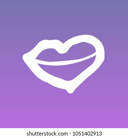 Violet, Purple Colors Flat, Line, Icon Logo, Sign, Symbol. Lips Make Up. Graphic Design Concept, Elements, Vector Illustration EPS10