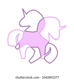 Violet, purple crossed unicorn silhouettes vector logo design