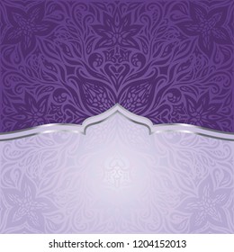 Violet purple Floral  vintage seamless pattern background  design trendy fashion  invitation design with copy space