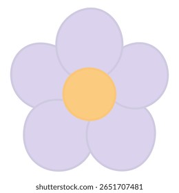 Violeta. Flor roxa com cinco pétalas arredondadas e um núcleo. Ilustração do vetor de cores. Fundo branco isolado. Estilo plano. Ideia para web design.