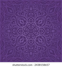 Violet purple Flowers, ornate vintage seamless pattern Floral background trendy fashion mandala design
