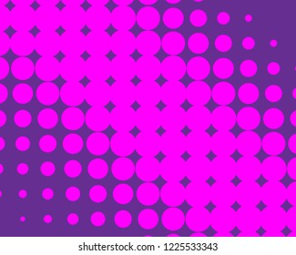 Violet, purple halftone background. Digital gradient. Abstract backdrop with circles, point, dots. Dotted pattern. Futuristic panel Vector illustration