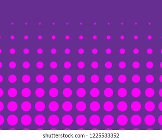 Violet, purple halftone background. Digital gradient. Abstract backdrop with circles, point, dots. Dotted pattern. Futuristic panel Vector illustration