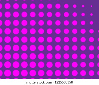 Violet, purple halftone background. Digital gradient. Abstract backdrop with circles, point, dots. Dotted pattern. Futuristic panel Vector illustration