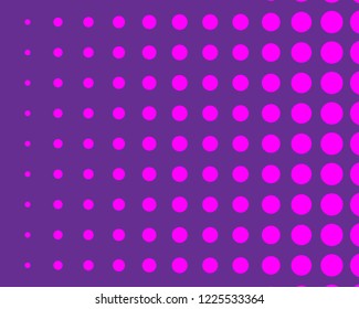 Violet, purple halftone background. Digital gradient. Abstract backdrop with circles, point, dots. Dotted pattern. Futuristic panel Vector illustration
