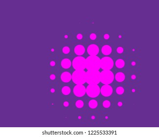Violet, purple halftone background. Digital gradient. Abstract backdrop with circles, point, dots. Dotted pattern. Futuristic panel Vector illustration