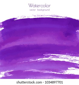 Violet, purple, lilac grunge marble vector watercolor dry brush strokes texture hand paint on white background. Abstract acrylic pours, fluid art with stains, splashes. Oil frame, place for text, logo
