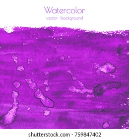 Violet, purple, lilac grunge marble vector watercolor dry brush strokes texture hand paint on white background. Abstract acrylic pours, fluid art with stains, splashes. Oil frame, place for text, logo