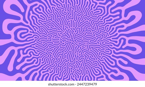 Violet Purple Psychedelic Acid Trip Vector Unusual Creative Abstract Background. Radial Crazy Structure Bizarre Vibrant Abstraction Wide Wallpaper Mushroom Hallucination Effect Trippy Art Illustration