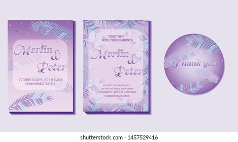 violet or purple  template set ,frame design with leaf and star, decorative greeting card or invitation design background, artistic covers design texture