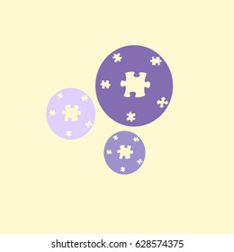 Violet puzzle on the yellow background.Vector illustration