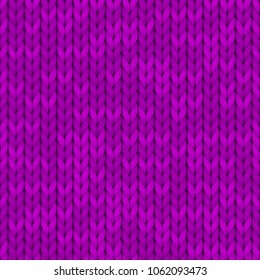 Violet realistic simple knit texture seamless pattern. Seamless knitted pattern. Woolen cloth. Illustration for design, backgrounds, wallpaper. Vector illustration.