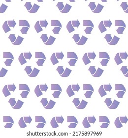 Icono de flecha de reciclaje violeta sin problemas. Ilustración de la señal del vector EPS 10. Aislado sobre fondo blanco