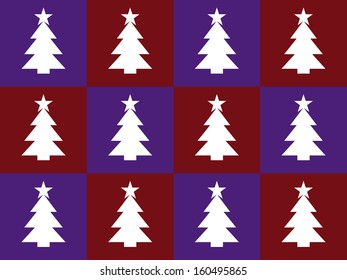 violet and red background with christmas trees