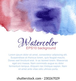 Violet, red, pink and blue winter watercolor gradient top abstract frame.