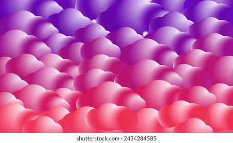 Violet and red sky with clouds vector illustration design. Abstract cloudy sunset background.