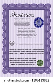 Violet Retro invitation. With background. Retro design. Vector illustration. 