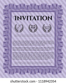 Violet Retro invitation. With background. Detailed. Perfect design. 