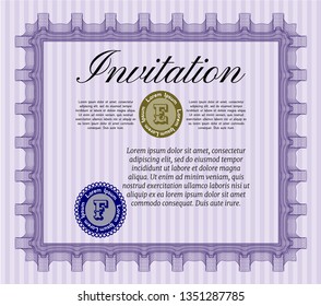 Violet Retro invitation. With background. Elegant design. Vector illustration. 