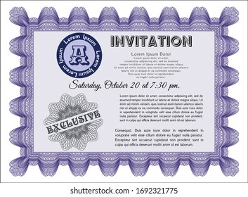 Violet Retro invitation. With background. Good design. Vector illustration. 