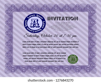 Violet Retro invitation. Beauty design. Customizable, Easy to edit and change colors. Easy to print. 