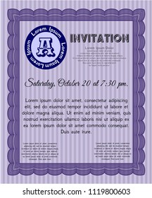 Violet Retro invitation. With complex background. Elegant design. Vector illustration. 