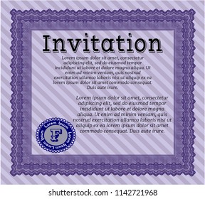 Violet Retro invitation. With complex background. Customizable, Easy to edit and change colors. Money design. 