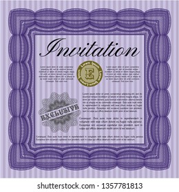 Violet Retro invitation. With complex background. Excellent design. Detailed. 