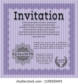 Violet Retro invitation. Cordial design. With quality background. Customizable, Easy to edit and change colors. 