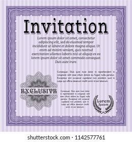 Violet Retro invitation. Customizable, Easy to edit and change colors. With complex background. Elegant design. 