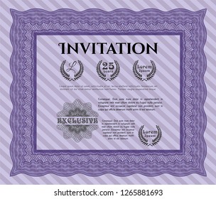 Violet Retro invitation. Customizable, Easy to edit and change colors. With background. Nice design. 