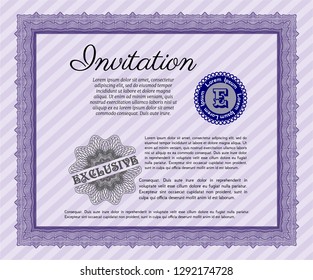 Violet Retro invitation. Customizable, Easy to edit and change colors. With linear background. Retro design. 