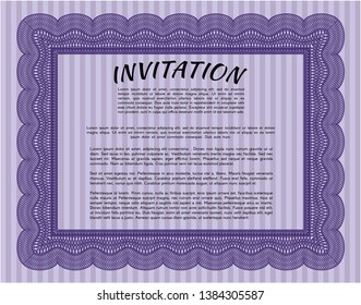 Violet Retro invitation. Customizable, Easy to edit and change colors. Complex background. Good design. 