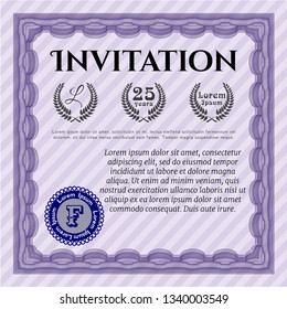 Violet Retro invitation. Retro design. Customizable, Easy to edit and change colors. Printer friendly. 